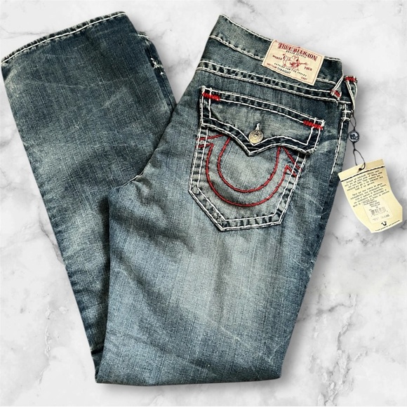 True Religion straight flap with heavy stitching jeans sz 38 nwt #001 - Picture 3 of 3